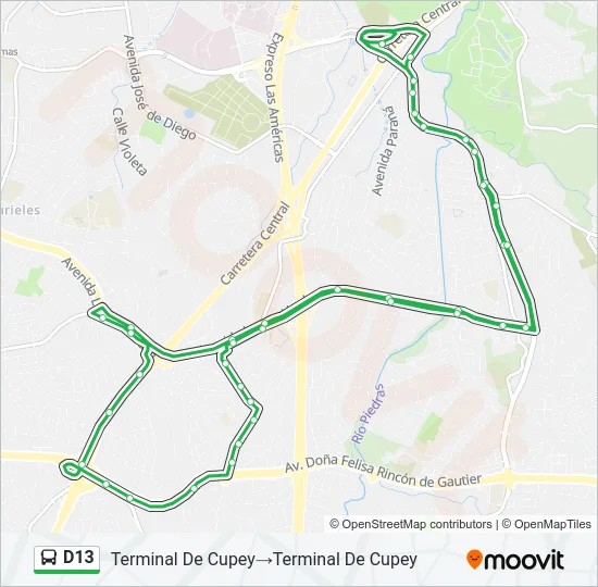 D13 Bus Line Map