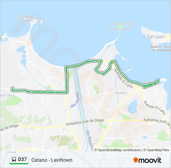 Mapa de D37 de autobús