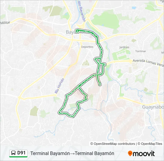 D91 Bus Line Map