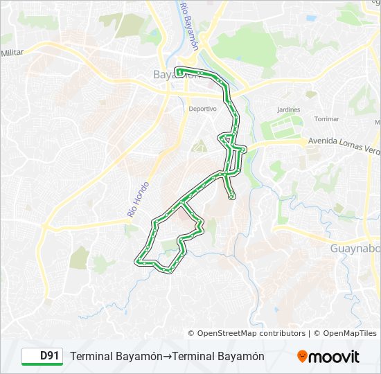 D91 bus Line Map