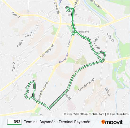 D92 bus Line Map