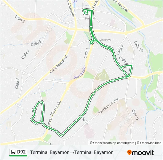D92 Bus Line Map