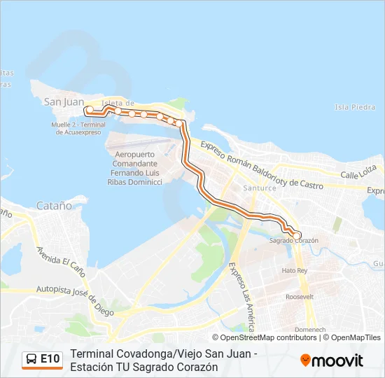 E10 Bus Line Map