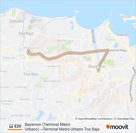 E20 Bus Line Map