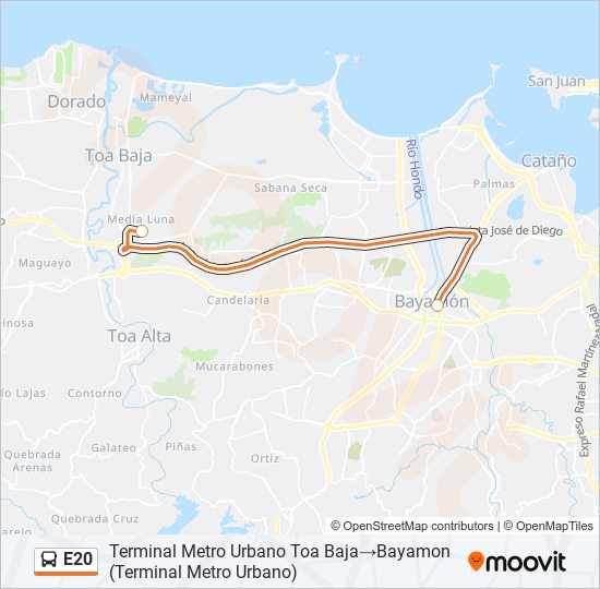 E20 bus Line Map