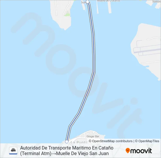 CATAÑO - VIEJO SAN JUAN Ferry Line Map