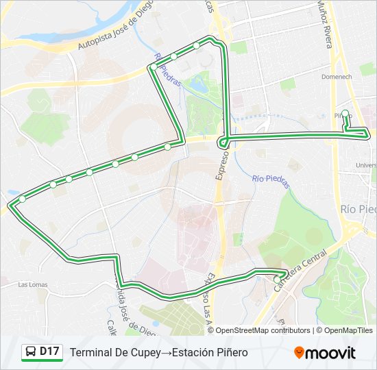 Mapa de D17 de autobús