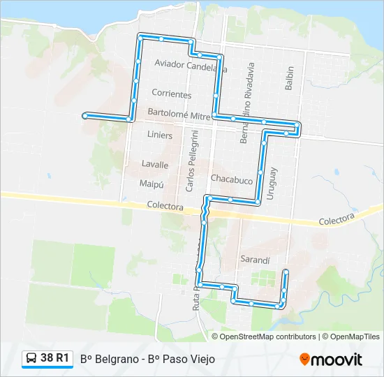 38 R1 Bus Line Map