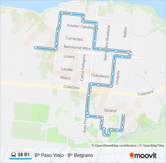 Mapa de 38 R1 de autobús