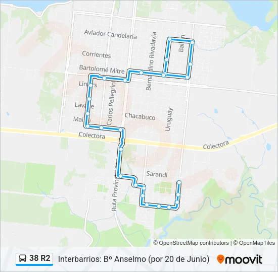 38 R2 Bus Line Map