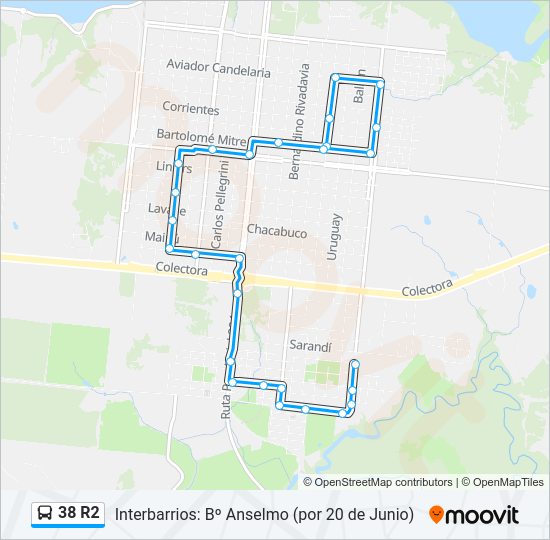 Mapa de 38 R2 de autobús