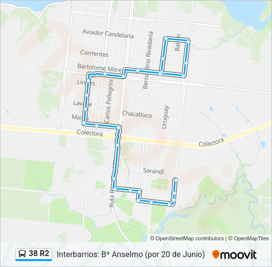 38 R2 Bus Line Map