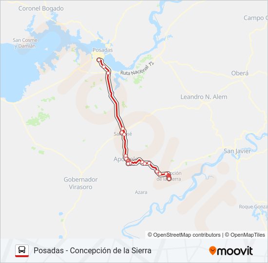 Mapa de INTERURBANO de autobús