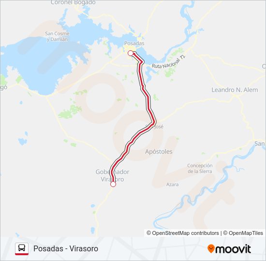 Mapa de INTERURBANO de autobús