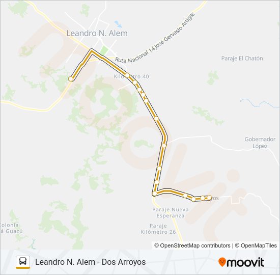 Mapa de INTERURBANO de autobús