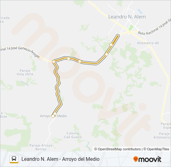 Mapa de INTERURBANO de autobús