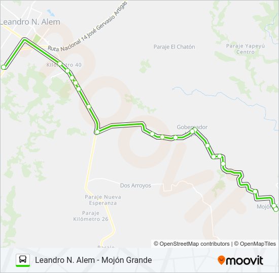 Mapa de INTERURBANO de autobús