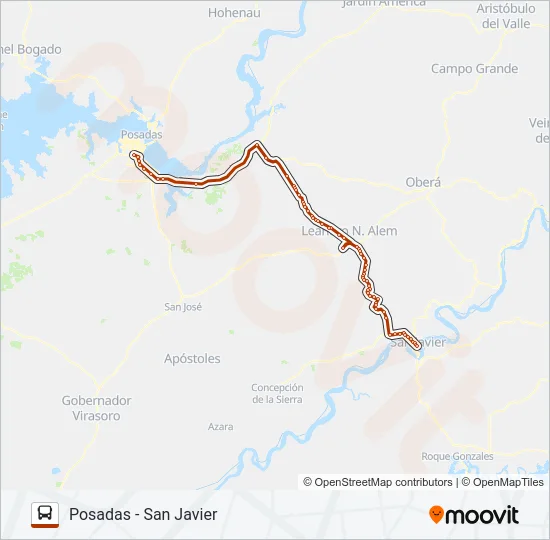 INTERURBANO Bus Line Map