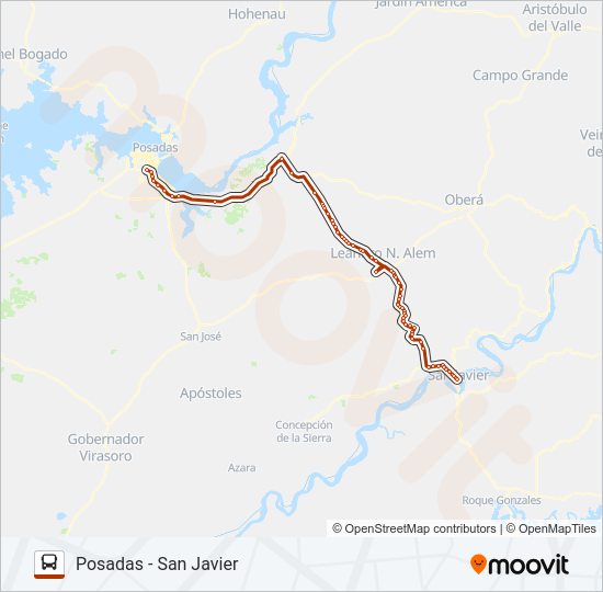 Mapa de INTERURBANO de autobús
