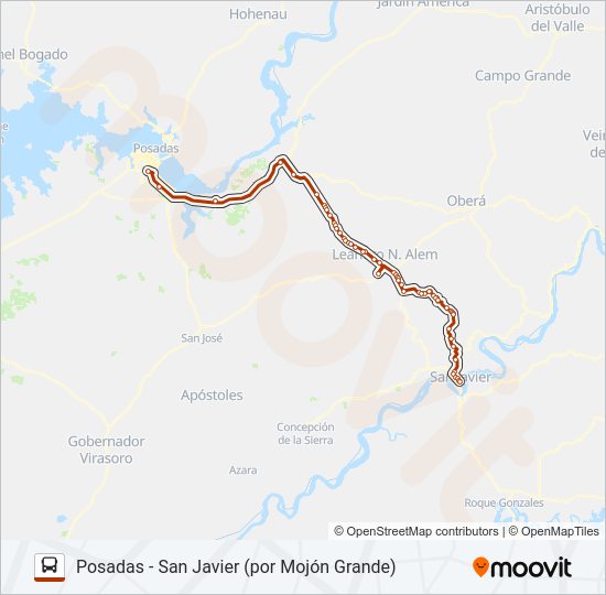 Mapa de INTERURBANO de autobús