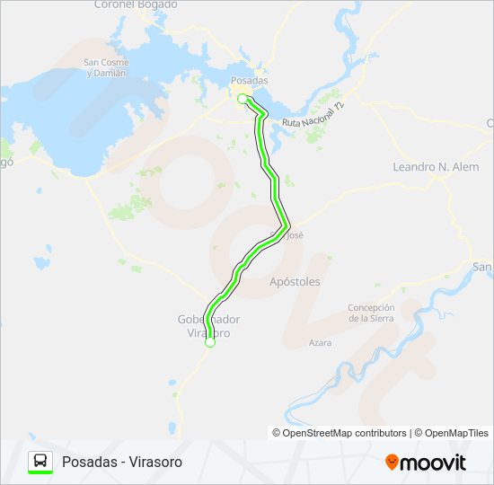 Mapa de INTERURBANO de autobús