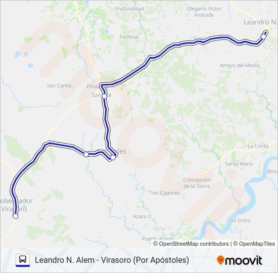 Mapa de INTERURBANO de autobús