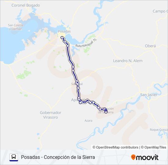 Mapa de INTERURBANO de autobús