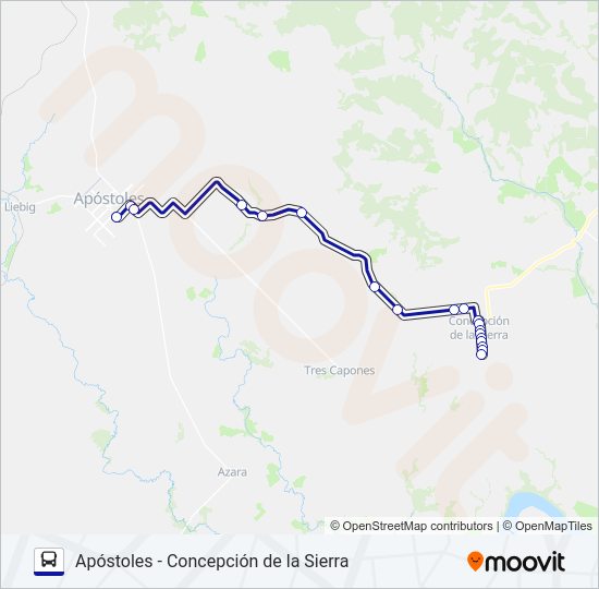 Mapa de INTERURBANO de autobús