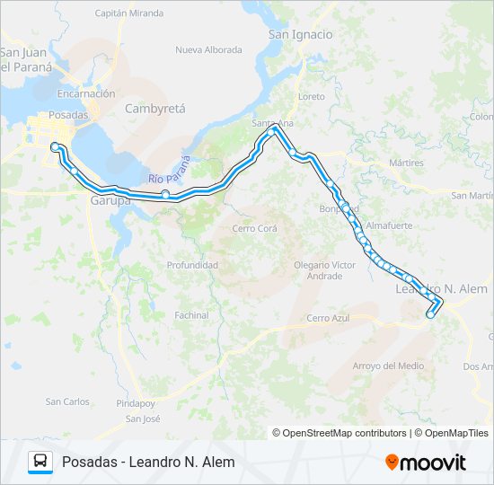 Mapa de INTERURBANO de autobús