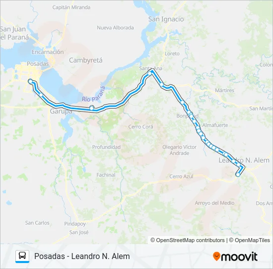INTERURBANO Bus Line Map