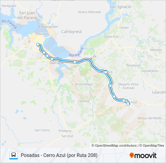 Mapa de INTERURBANO de autobús