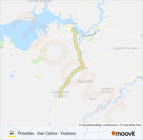 Mapa de INTERURBANO de autobús