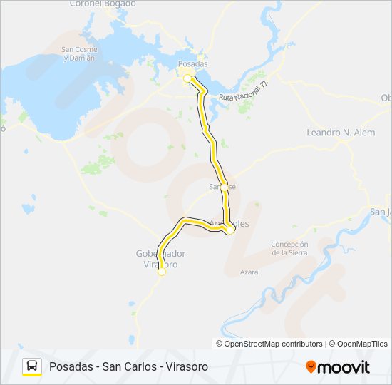 Mapa de INTERURBANO de autobús