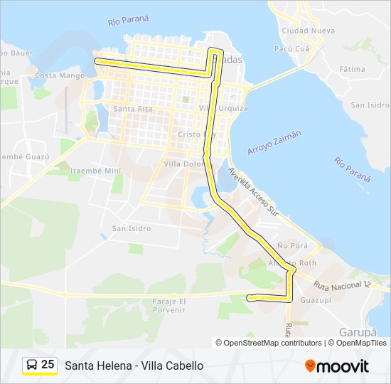 Mapa de 25 de autobús