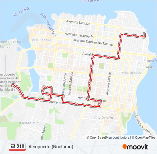 Mapa de 310 de autobús