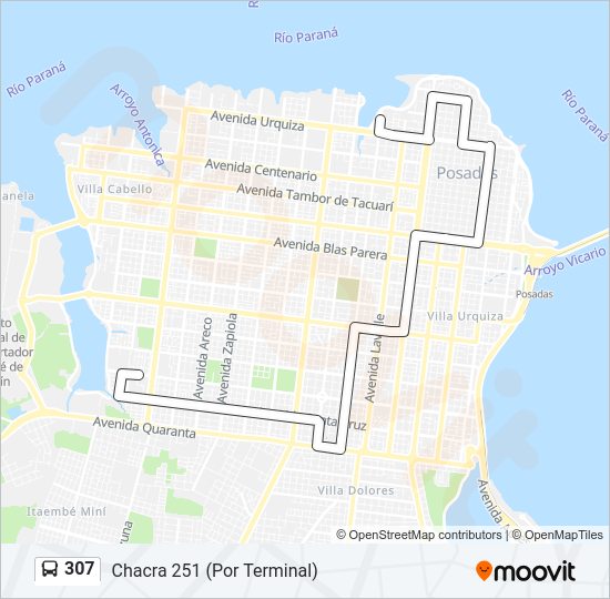 Mapa de 307 de autobús