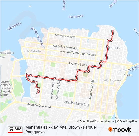 308 bus Line Map