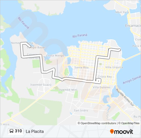 Mapa de 310 de autobús