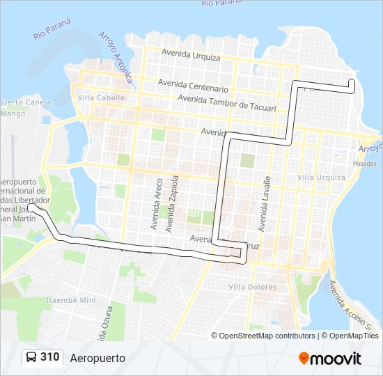 Mapa de 310 de autobús