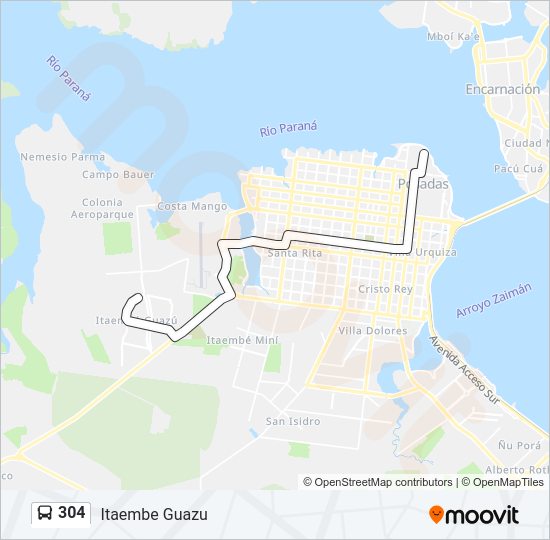 Mapa de 304 de autobús
