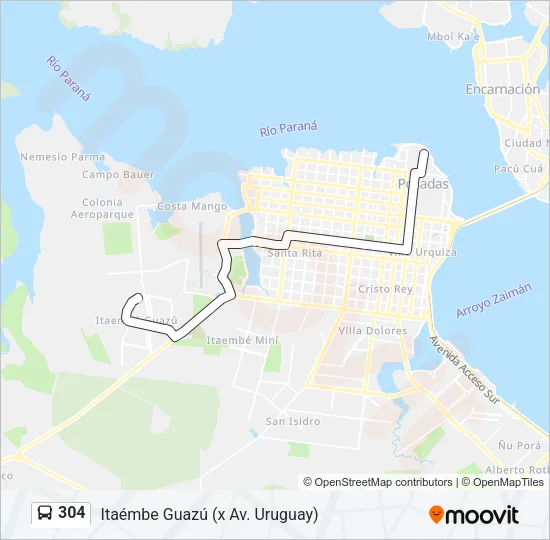 304 Bus Line Map
