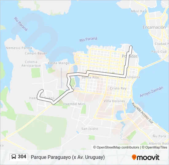 304 Bus Line Map