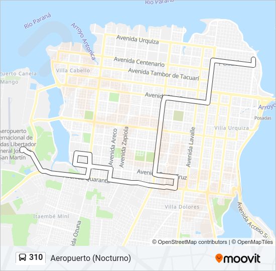 Mapa de 310 de autobús