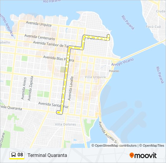 Mapa de 08 de autobús