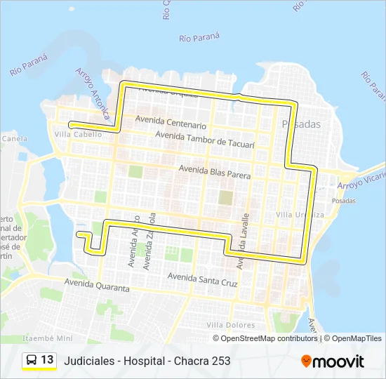 13 Bus Line Map