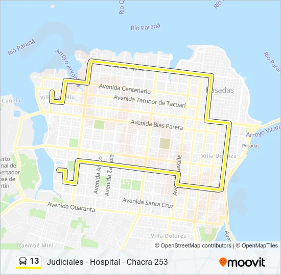 13 Bus Line Map
