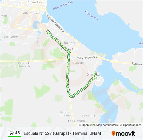 43 Bus Line Map