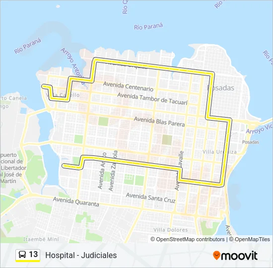 13 Bus Line Map