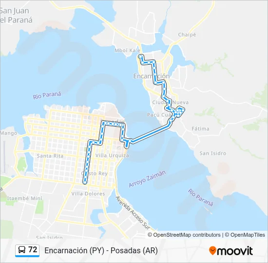 72 Bus Line Map