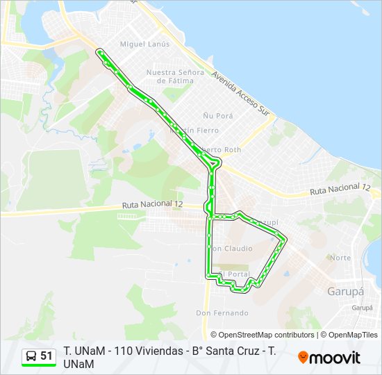 Mapa de 51 de autobús